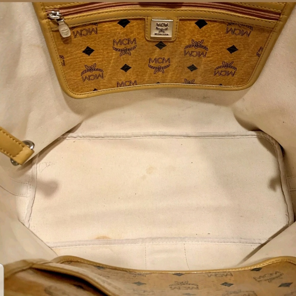 MCM Authentic Brown Cognac Medium Shopper Tote Bag - Picture 8 of 8